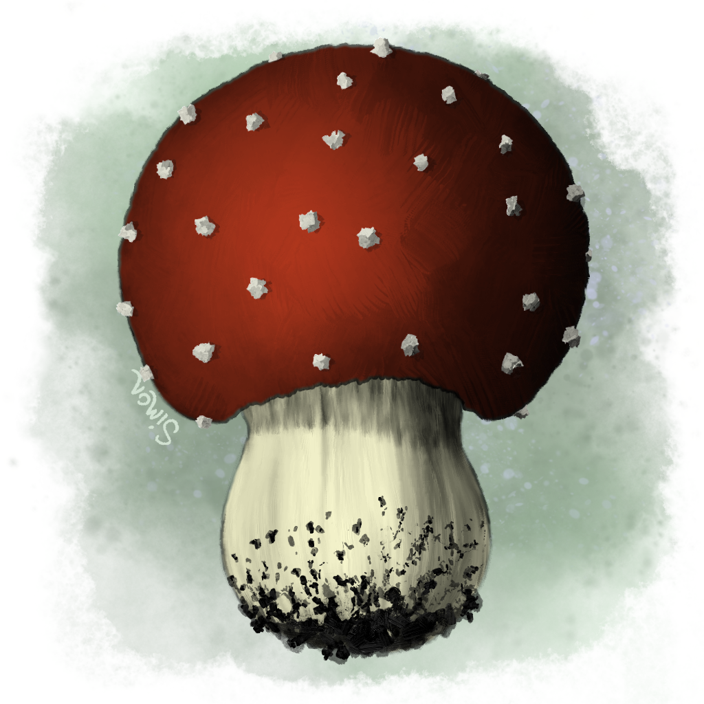 A painting of a mushroom